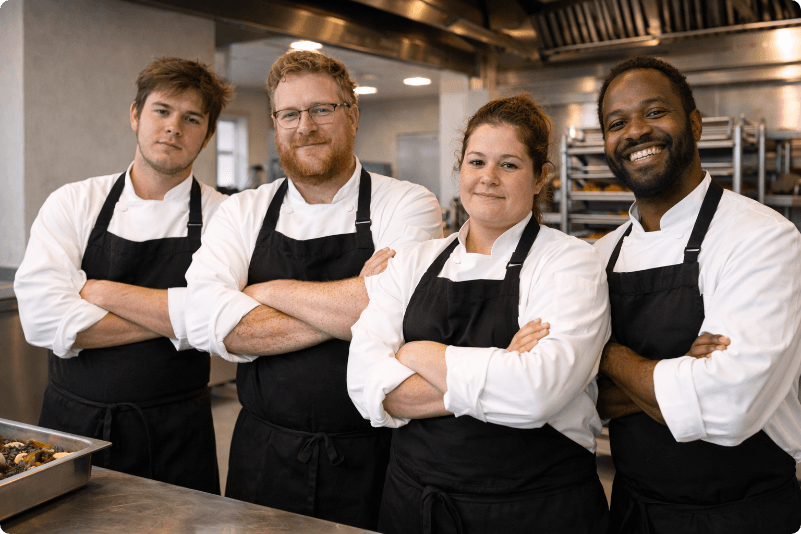 la brigade de cuisiniers en collectivité prends la pause
